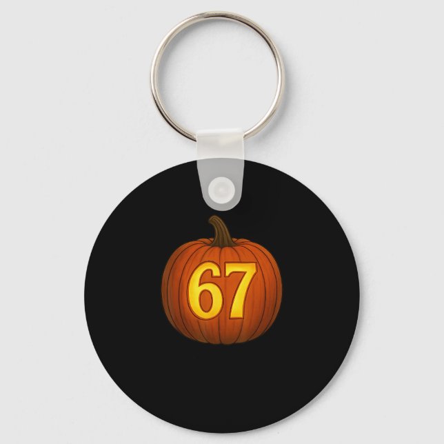 Funny Six Seven 67 Halloween Pumpkin Jackolantern  Key Ring (Front)
