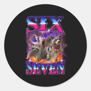 Funny Six Seven 67 Meme 67 Racoon Meme Bootleg Gra Classic Round Sticker
