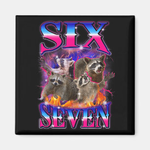 Funny Six Seven 67 Meme 67 Racoon Meme Bootleg Gra Magnet