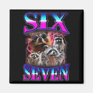 Funny Six Seven 67 Meme 67 Racoon Meme Bootleg Gra Magnet