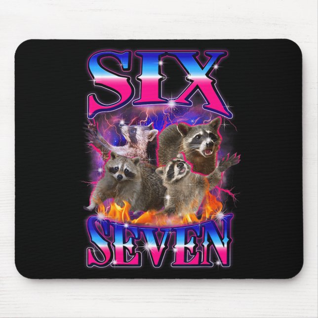 Funny Six Seven 67 Meme 67 Racoon Meme Bootleg Gra Mouse Pad (Front)