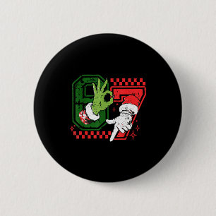 Funny Six Seven 67 Meme 6 7 Christmas Elf Hand Boy 6 Cm Round Badge