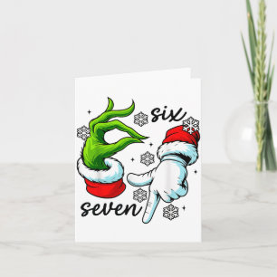 Funny Six Seven 67 Meme 6 7 Christmas Elf Hand Boy Card