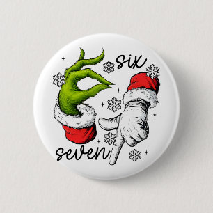 Funny Six Seven 67 Meme 6 7 Christmas Elf Hand Boy Cm Round Badge