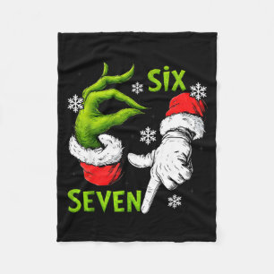 Funny Six Seven 67 Meme 6 7 Christmas Elf Hand Boy Fleece Blanket