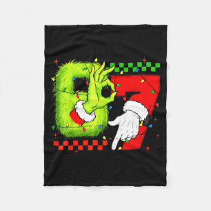 Funny Six Seven 67 Meme 6 7 Christmas Elf Hand Boy Fleece Blanket