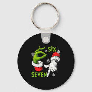 Funny Six Seven 67 Meme 6 7 Christmas Elf Hand Boy Key Ring