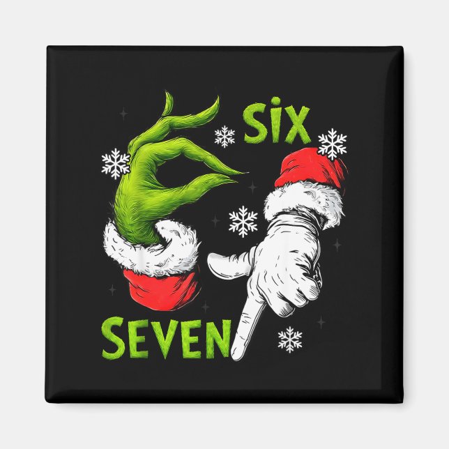 Funny Six Seven 67 Meme 6 7 Christmas Elf Hand Boy Magnet (Front)