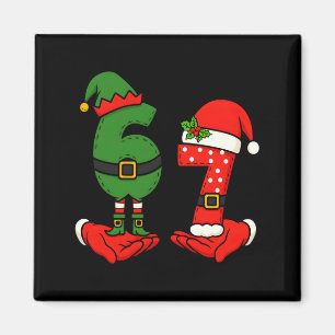 Funny Six Seven 67 Meme 6 7 Christmas Elf Hand Boy Magnet