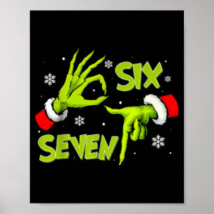 Funny Six Seven 67 Meme 6 7 Christmas Elf Hand Boy Poster