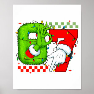 Funny Six Seven 67 Meme 6 7 Christmas Elf Hand Boy Poster