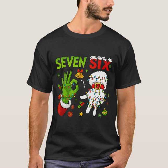Funny Six Seven 67 Meme 6 7 Christmas Elf Hand Boy T-Shirt (Front)