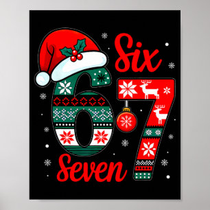 Funny Six Seven 67 Meme 6 7 Christmas Pajamas Men Poster
