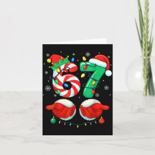 Funny Six Seven 67 Meme 6 7 Christmas Santa Hand B Card