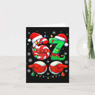 Funny Six Seven 67 Meme 6 7 Christmas Santa Hand B Card