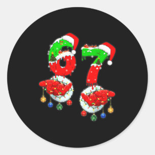 Funny Six Seven 67 Meme 6 7 Christmas Santa Hand B Classic Round Sticker