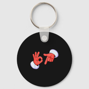 Funny Six Seven 67 Meme 6 7 Christmas Santa Hand B Key Ring