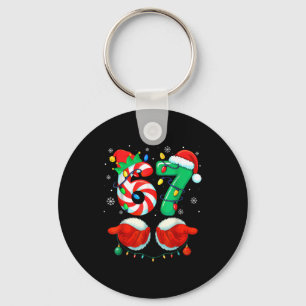 Funny Six Seven 67 Meme 6 7 Christmas Santa Hand B Key Ring