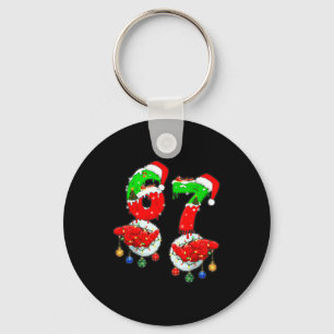 Funny Six Seven 67 Meme 6 7 Christmas Santa Hand B Key Ring