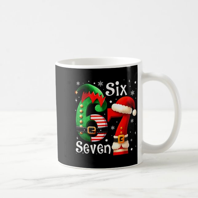 Funny Six Seven 67 Meme 6 7 Elf Santa Christmas Pa Coffee Mug (Right)