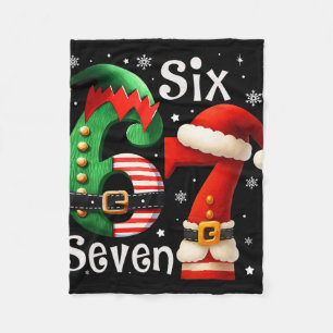 Funny Six Seven 67 Meme 6 7 Elf Santa Christmas Pa Fleece Blanket
