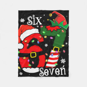 Funny Six Seven 67 Meme 6 7 Elf Santa Christmas Pa Fleece Blanket