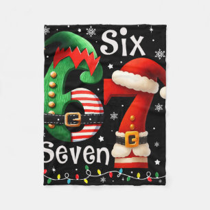 Funny Six Seven 67 Meme 6 7 Elf Santa Christmas Pa Fleece Blanket