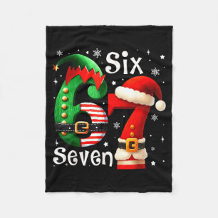 Funny Six Seven 67 Meme 6 7 Elf Santa Christmas Pa Fleece Blanket
