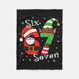 Funny Six Seven 67 Meme 6 7 Elf Santa Christmas Pa Fleece Blanket