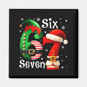 Funny Six Seven 67 Meme 6 7 Elf Santa Christmas Pa Magnet