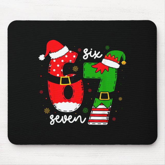 Funny Six Seven 67 Meme 6 7 Elf Santa Christmas Pa Mouse Pad (Front)