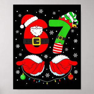 Funny Six Seven 67 Meme 6 7 Elf Santa Christmas Pa Poster