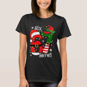 Funny Six Seven 67 Meme 6 7 Elf Santa Christmas Pa T-Shirt