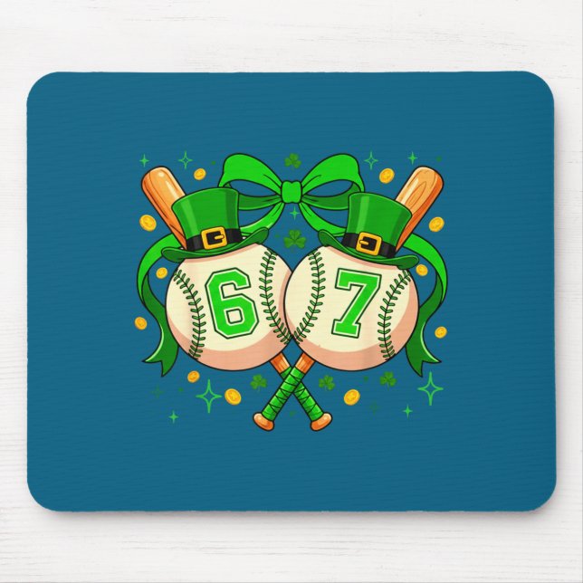 Funny Six Seven 67 Meme Baseball Mouse Pad (Front)