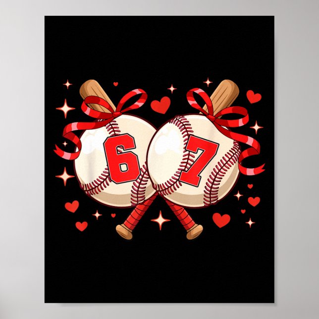 Funny Six Seven 67 Meme Baseball Poster (Front)