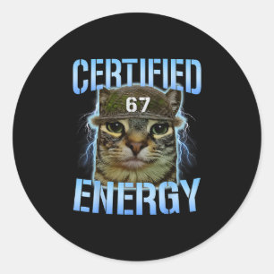 Funny Six Seven 67 Meme Certified Energy Cursed Ca Classic Round Sticker