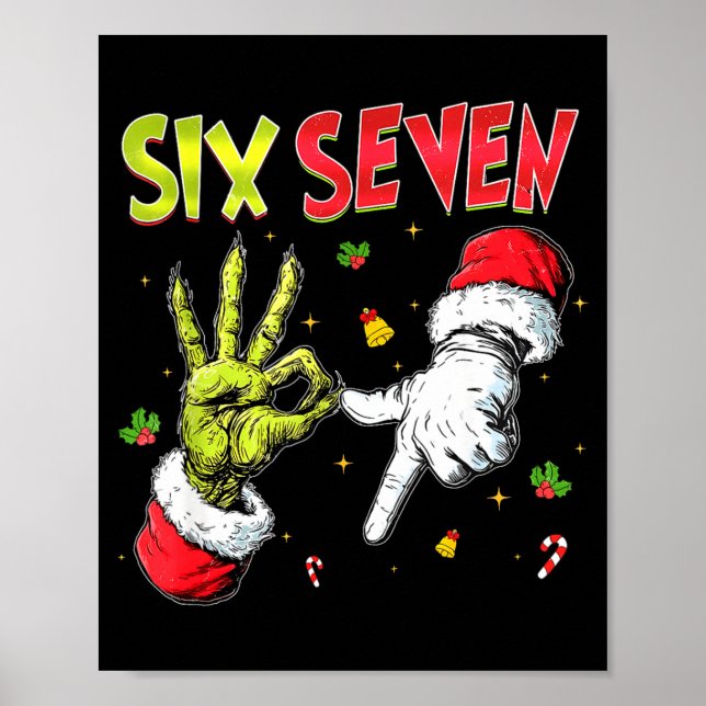 Funny Six Seven 67 Meme Monster Santa Christmas Pa Poster (Front)