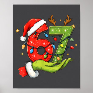Funny Six Seven 67 Meme Santa Christmas Brainrot P Poster