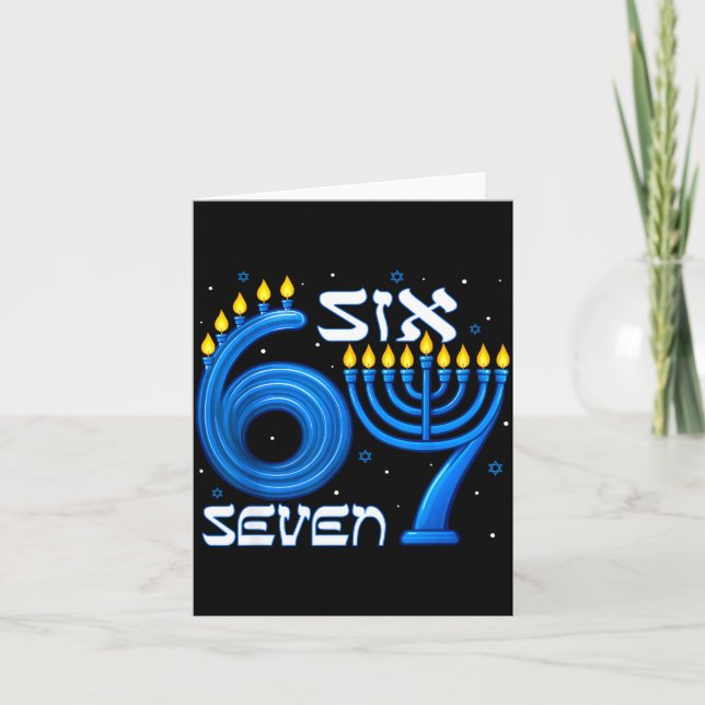 Funny Six Seven 67 Meme Sarcastic Hanukkah Chanuka Card (Front)
