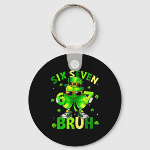 Funny six seven 67 meme shamrock st patricks day key ring