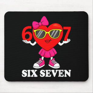 Funny Six Seven 67 Meme Valentines Day Women Girls Mouse Pad