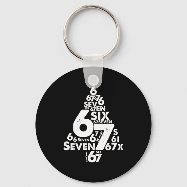 Funny Six Seven 6 7 Christmas Tree Meme Christmas  Key Ring (Front)