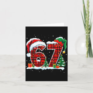 Funny Six Seven 6 7 Meme 67 Christmas Red Plaid Xm Card