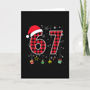 Funny Six Seven 6 7 Meme 67 Christmas Red Plaid Xm Card