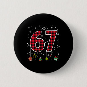 Funny Six Seven 6 7 Meme 67 Christmas Red Plaid Xm Cm Round Badge