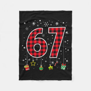 Funny Six Seven 6 7 Meme 67 Christmas Red Plaid Xm Fleece Blanket