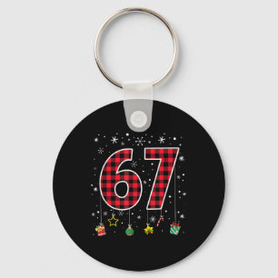 Funny Six Seven 6 7 Meme 67 Christmas Red Plaid Xm Key Ring