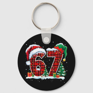Funny Six Seven 6 7 Meme 67 Christmas Red Plaid Xm Key Ring