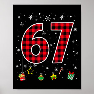 Funny Six Seven 6 7 Meme 67 Christmas Red Plaid Xm Poster