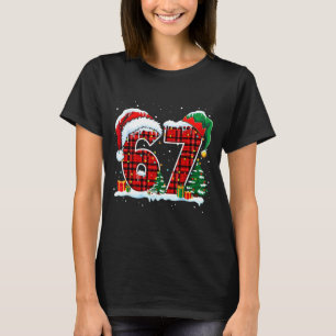 Funny Six Seven 6 7 Meme 67 Christmas Red Plaid Xm T-Shirt